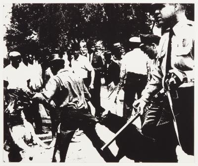 Andy Warhol, "Birmingham Race Riot," 1964. Screen print.